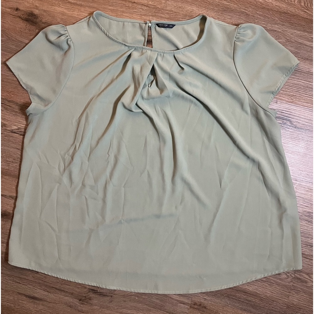 SHEIN Curve Size 4XL Short/Cap Sleeve Green Blouse